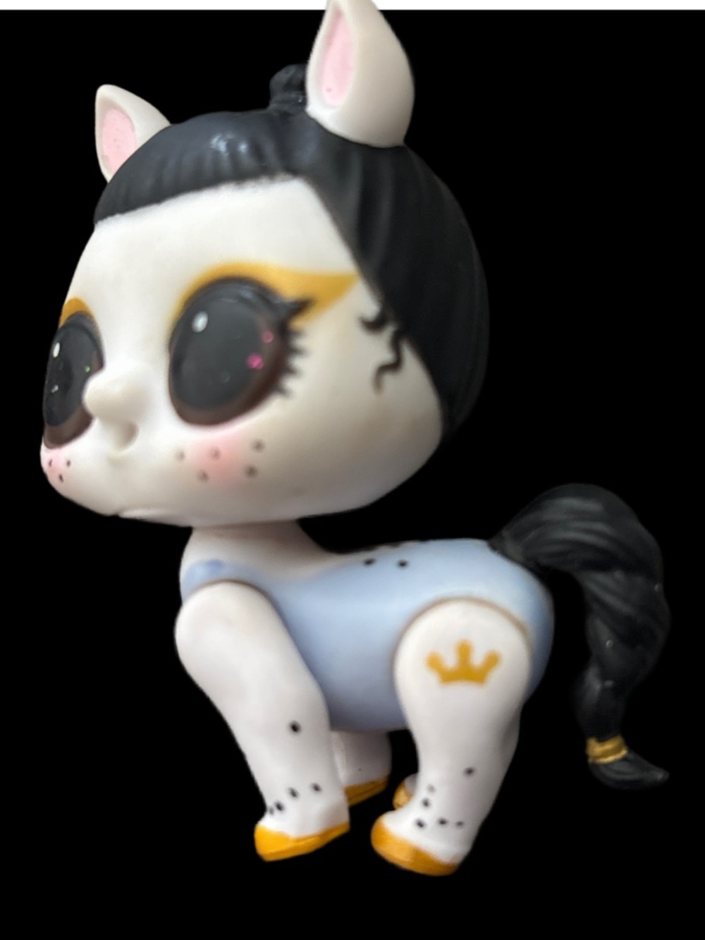Mini White and Black Pony “Neigh Majesty” Collectible - Gold Accent